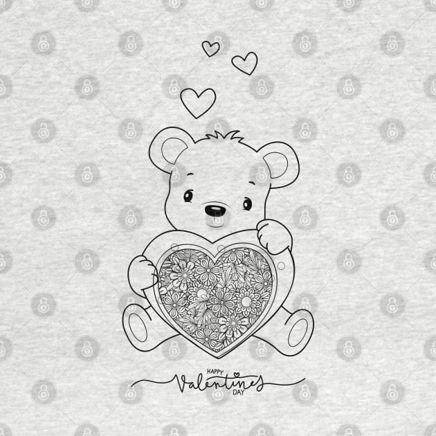 HAPPY VALENTINE´S DAY TEDDY BEAR AND HEARTS by DAZu